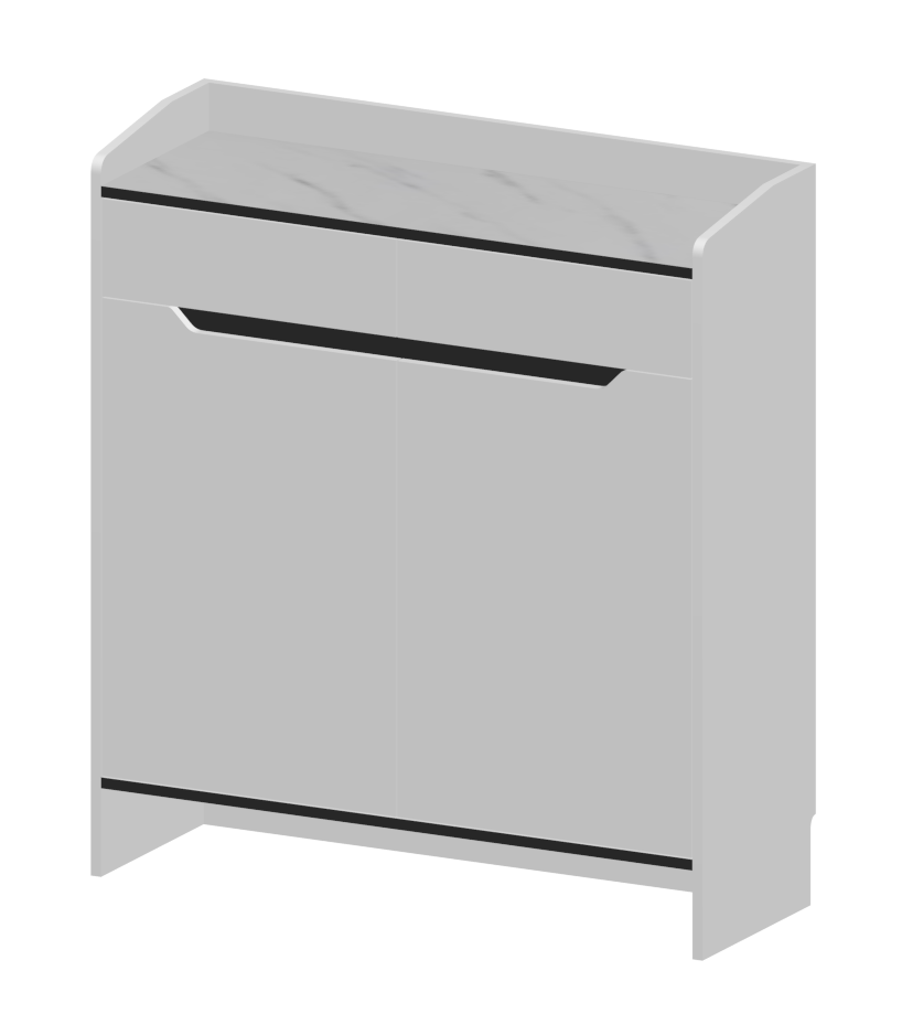 Warm White & White Marble Shoe Cabinet