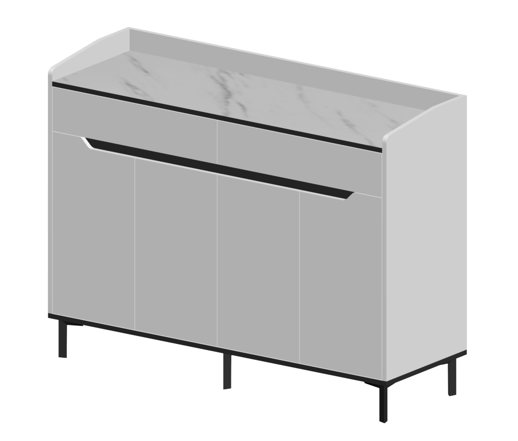 Warm White & White Marble Shoe Cabinet