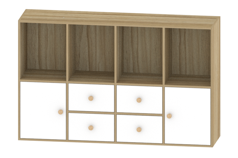 Country Oak & Warm White Bookcase