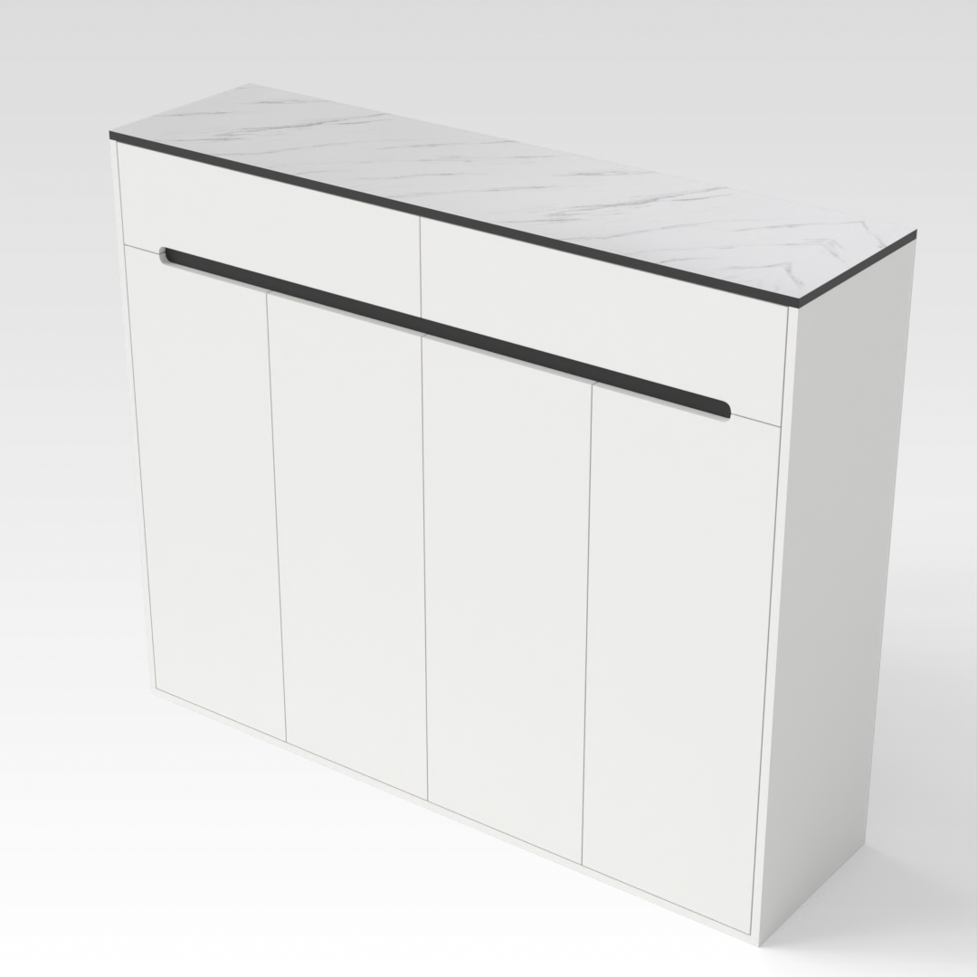 Warm White & White Marble Shoe Cabinet