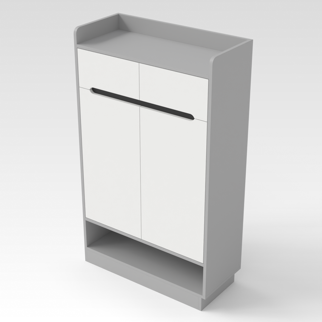 Light Gray & Warm White Shoe Cabinet