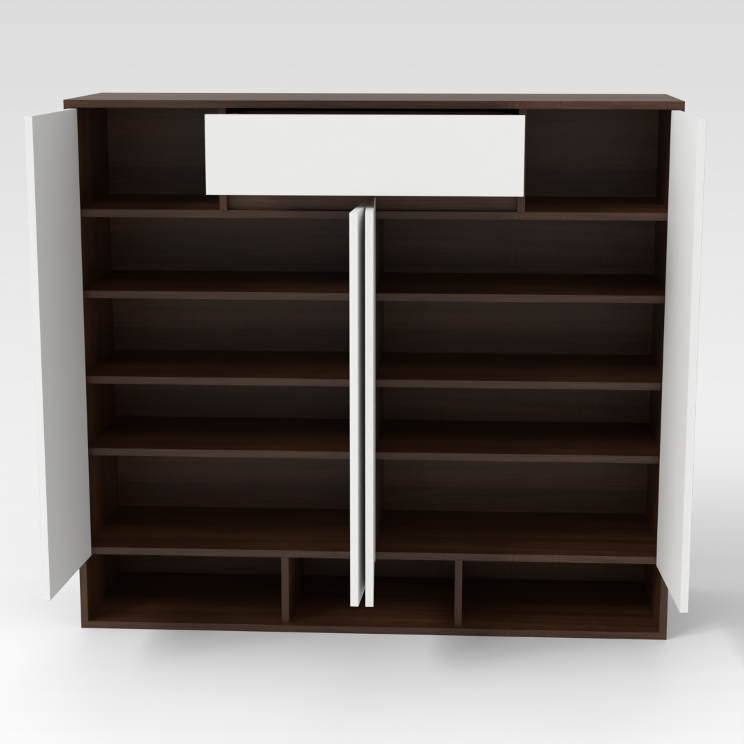 Prairie Oak & Warm White Shoe Cabinet