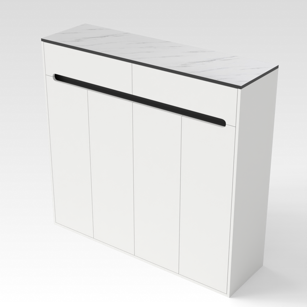 Warm White & White Marble Shoe Cabinet