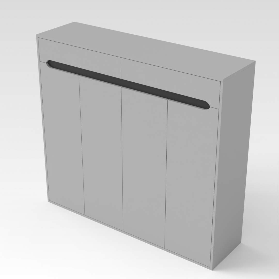 Light Gray & Black Shoe Cabinet