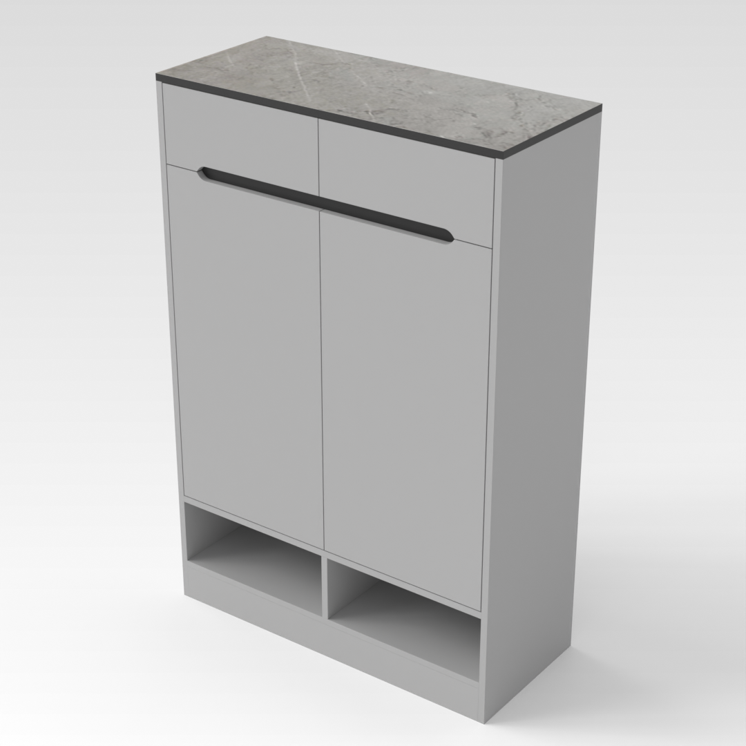 Light Gray & Black Shoe Cabinet