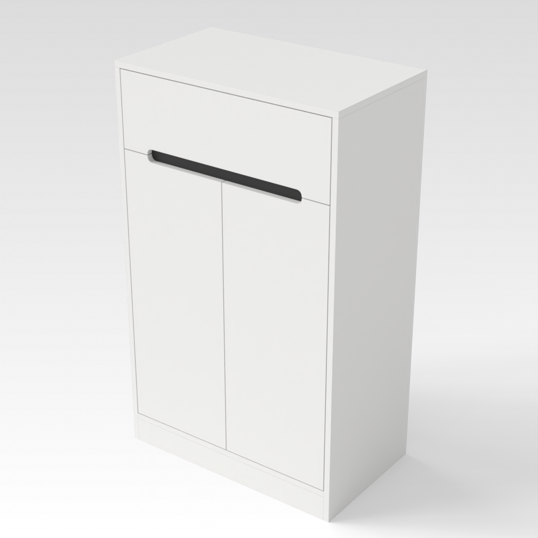 Warm White & Black Shoe Cabinet