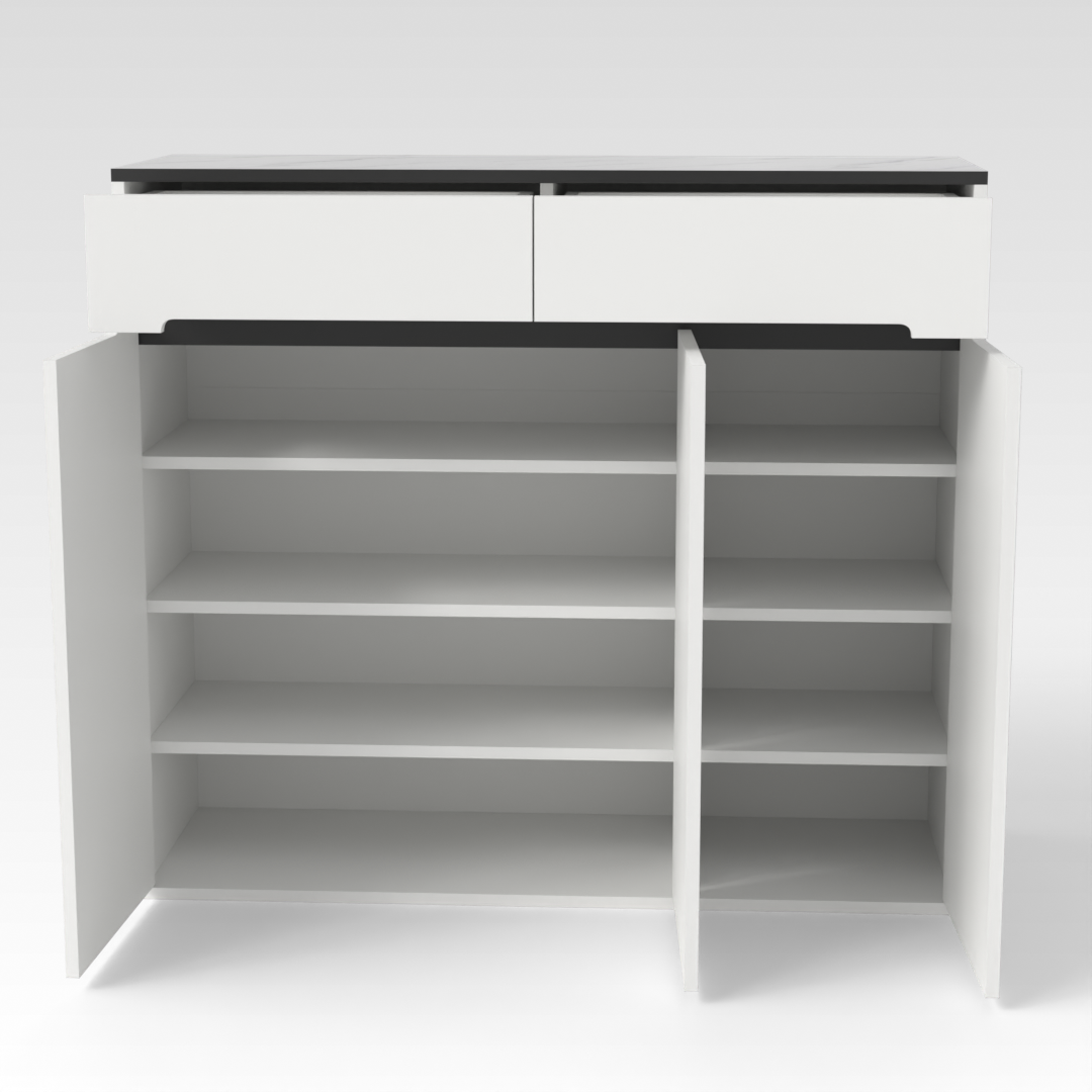 Warm White & White Marble Shoe Cabinet