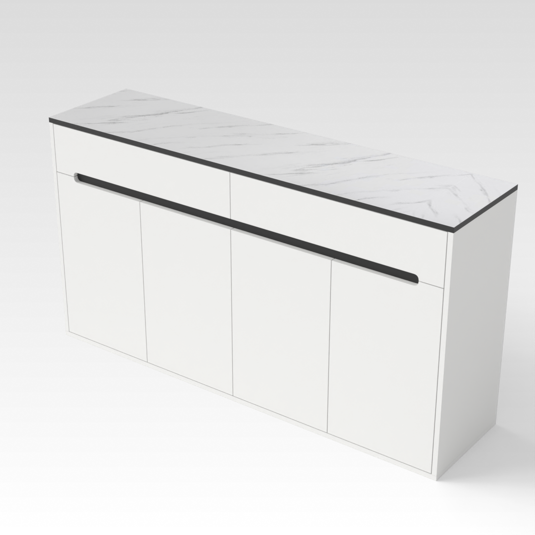 Warm White & White Marble Shoe Cabinet