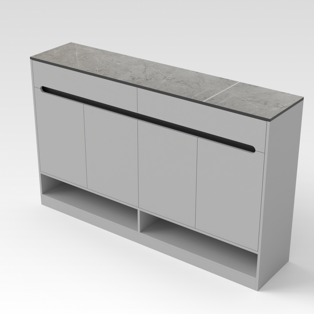 Light Gray & Brown Stone-Grain Top Shoe Cabinet