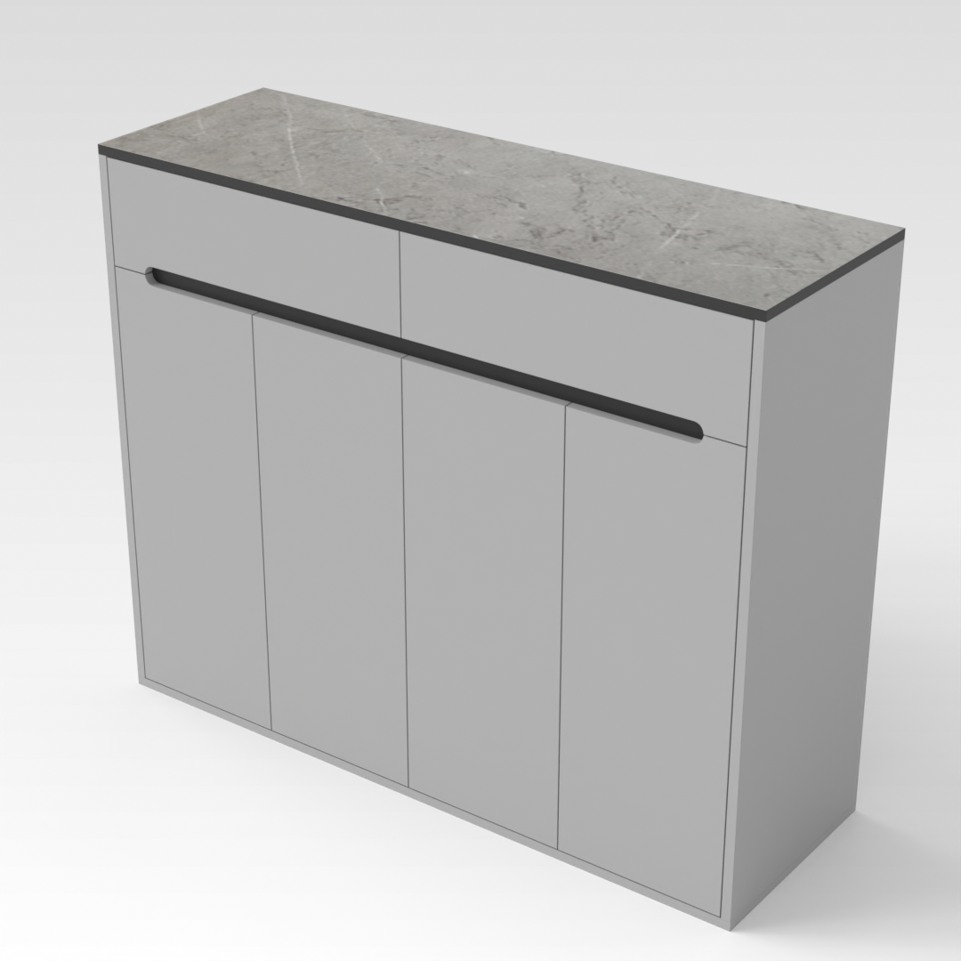 Light Gray & Black Shoe Cabinet