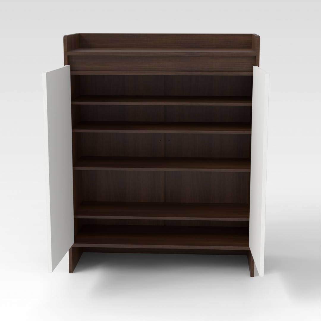 Prairie Oak & Warm White Shoe Cabinet