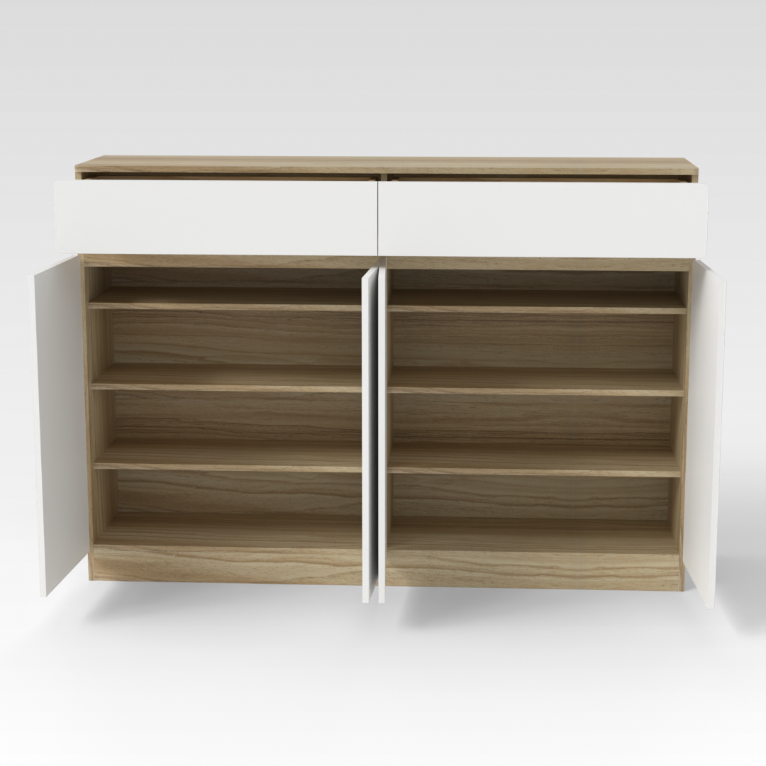 Country Oak & Warm White Shoe Cabinet