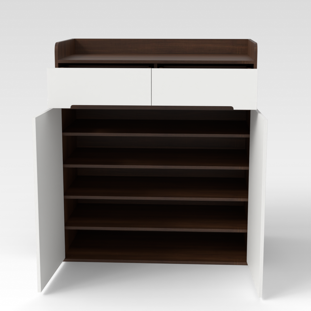 Prairie Oak & Warm White Shoe Cabinet