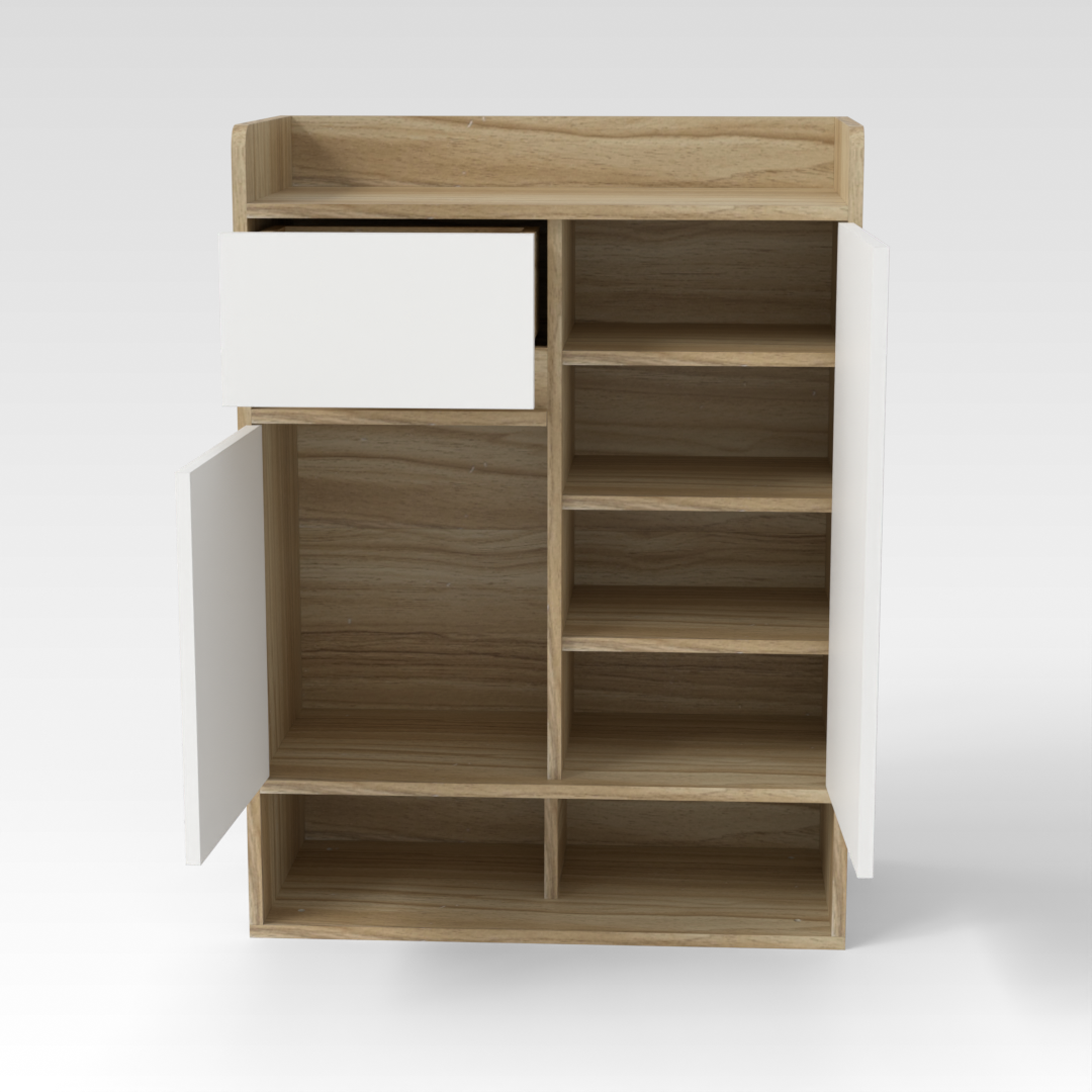 Country Oak & Warm White Shoe Cabinet