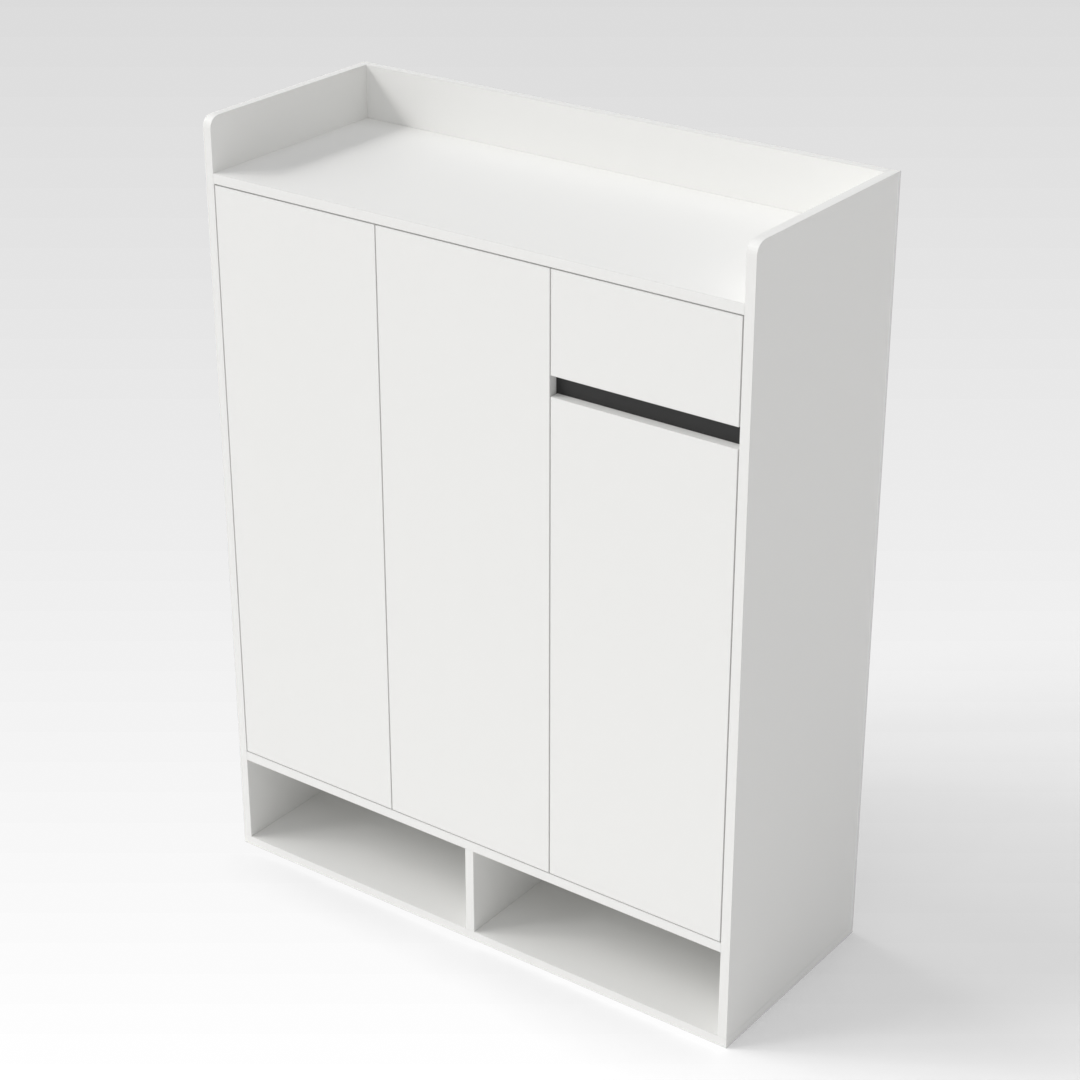 Warm White & Black Shoe Cabinet