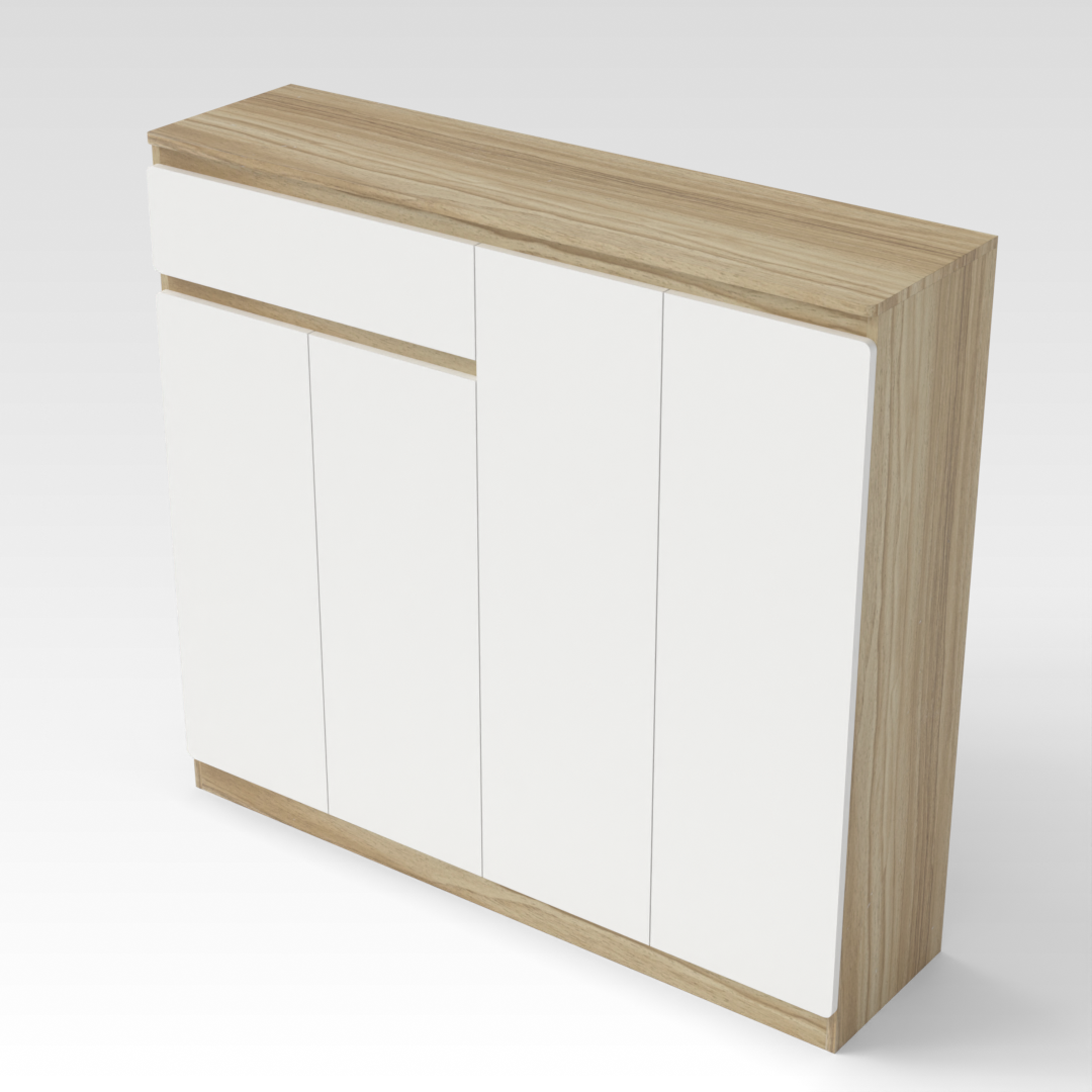 Country Oak & Warm White Shoe Cabinet