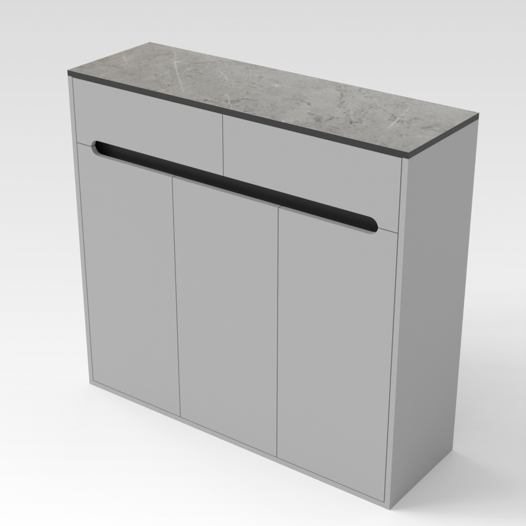 Light Gray & Brown Stone-Grain Top Shoe Cabinet