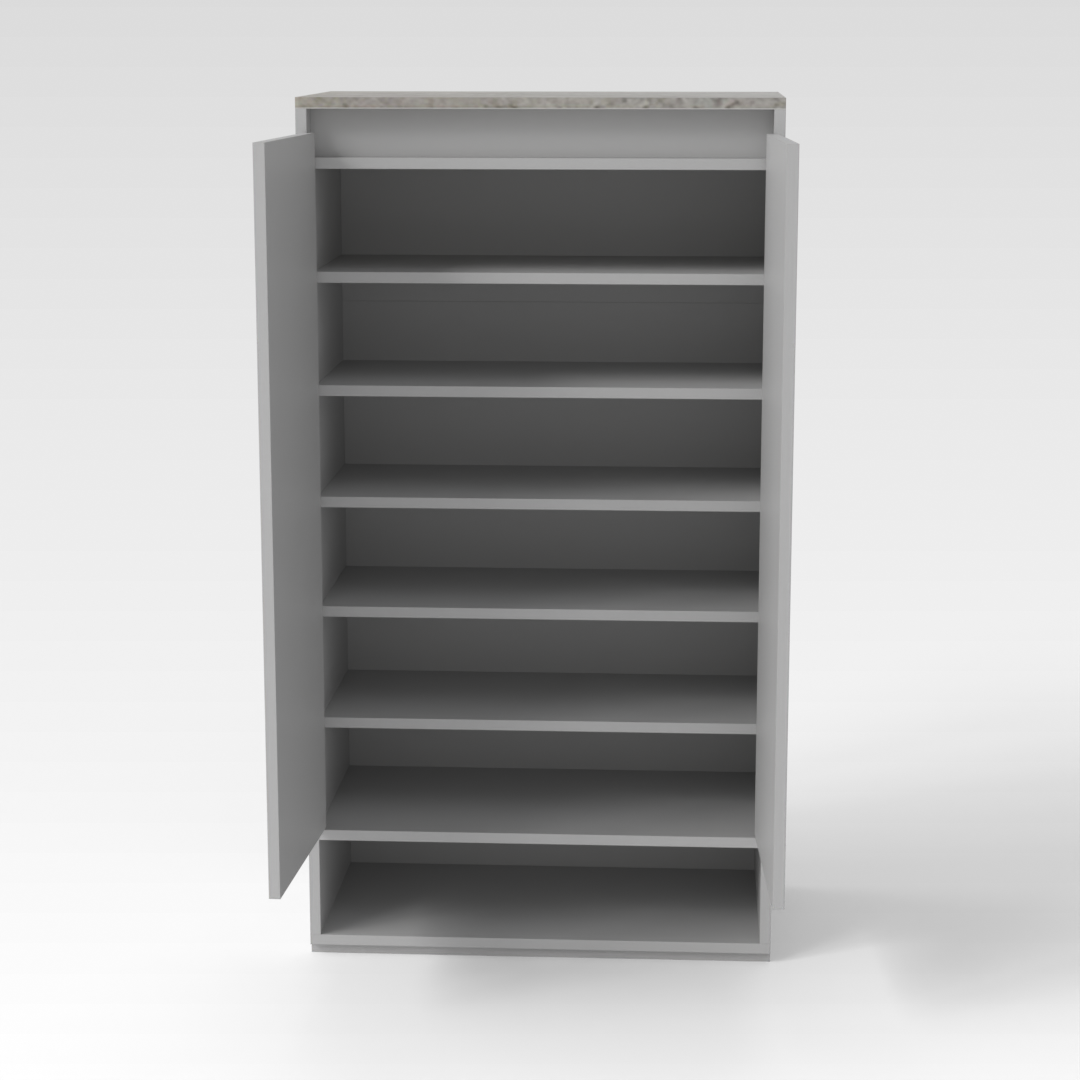 Light Gray & Brown Stone-Grain Top Shoe Cabinet