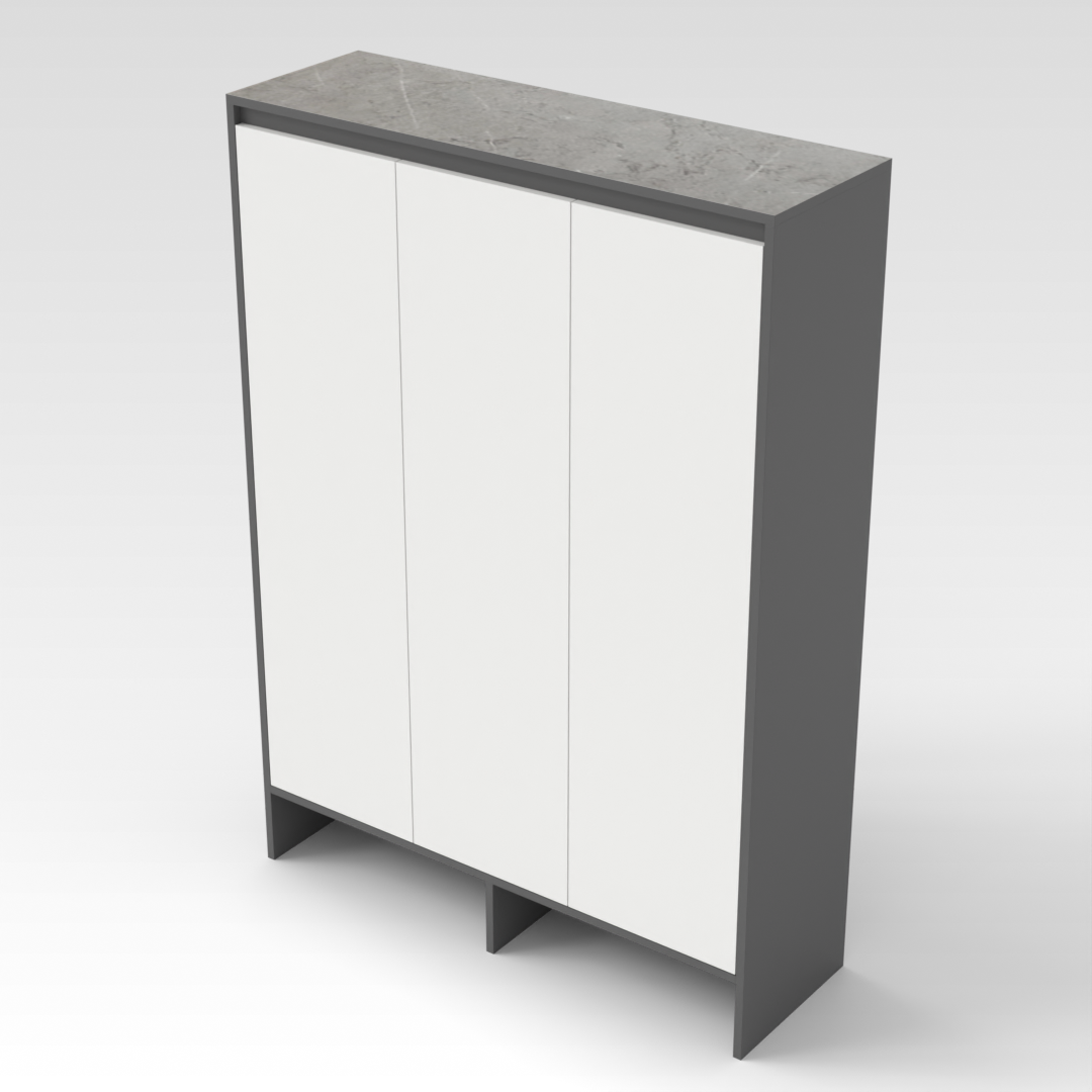 Sky Gray & Warm White Shoe Cabinet