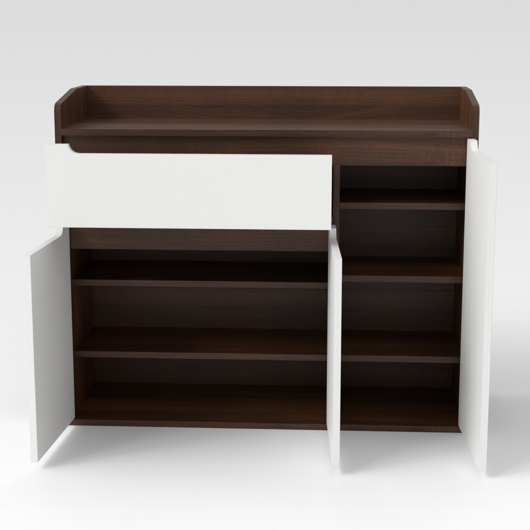 Prairie Oak & Warm White Shoe Cabinet