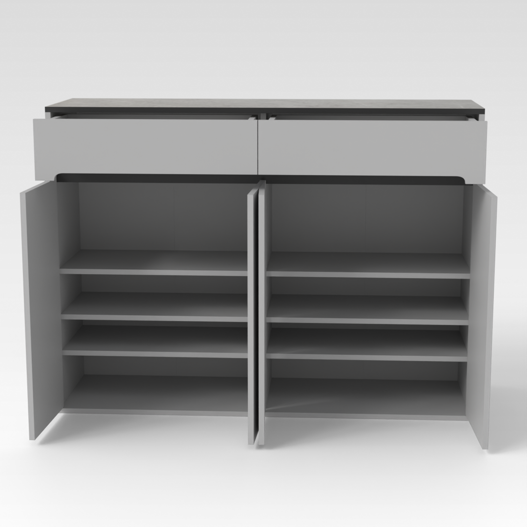 Light Gray & Brown Stone Shoe Cabinet