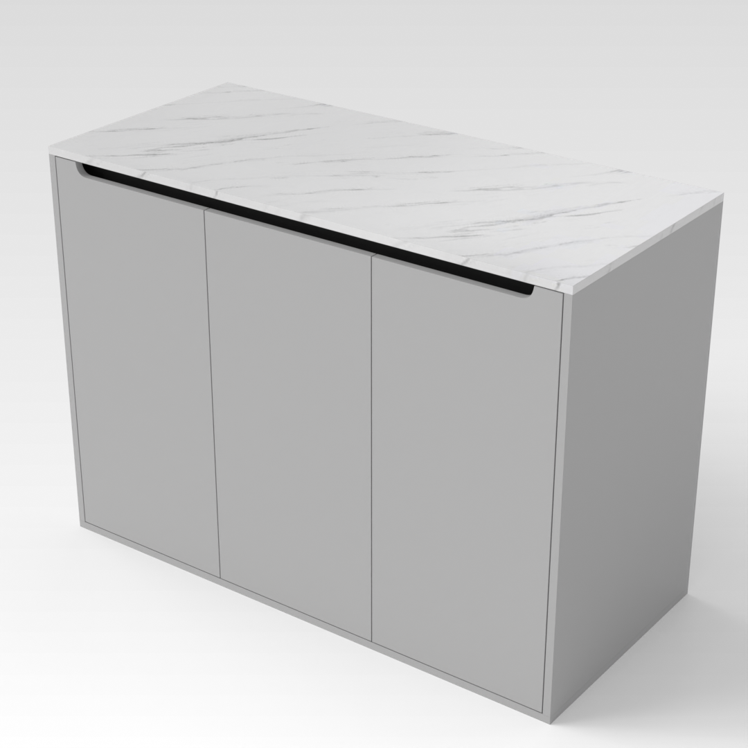 Light Gray & White Marble Shoe Cabinet