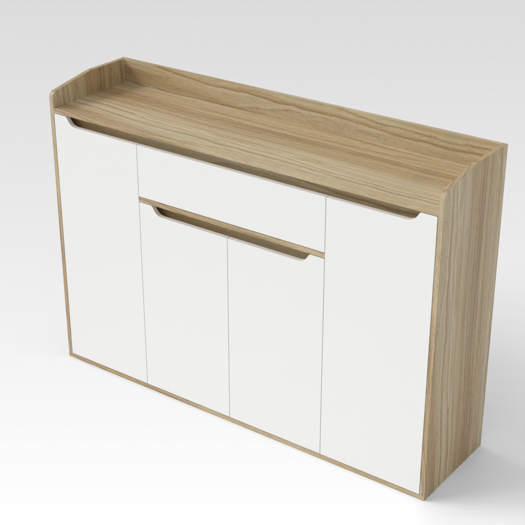 Country Oak & Warm White Shoe Cabinet
