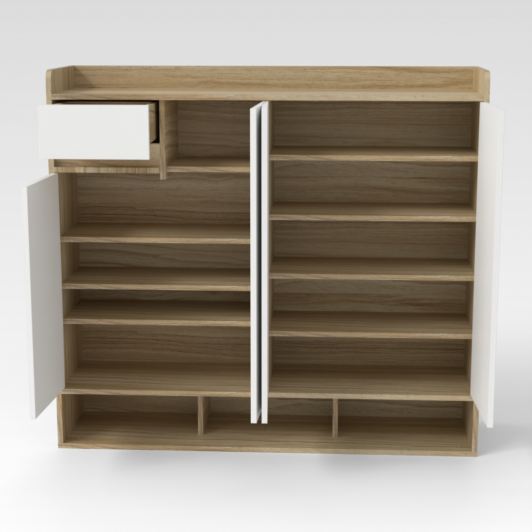 Country Oak & Warm White Shoe Cabinet