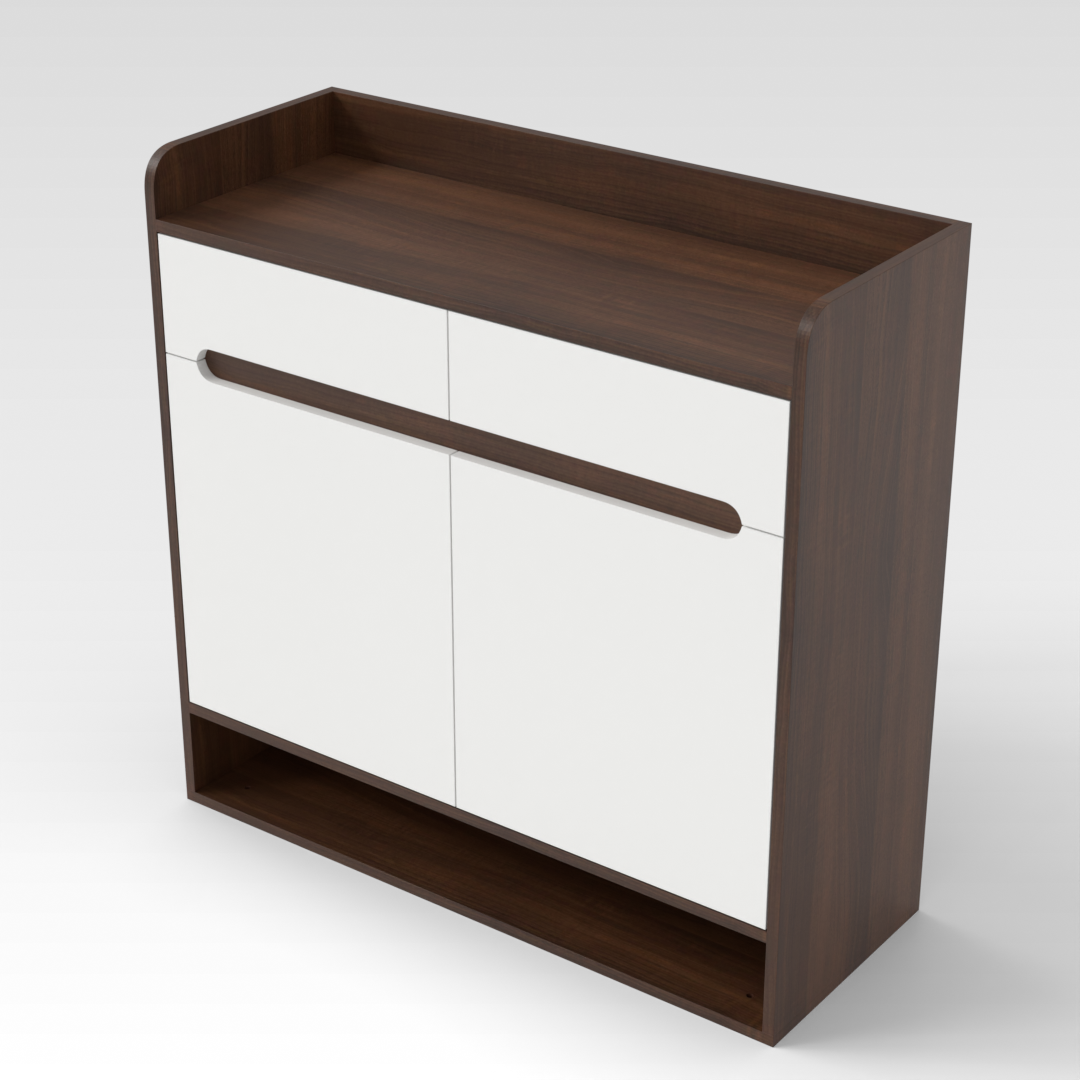 Prairie Oak & Warm White Shoe Cabinet