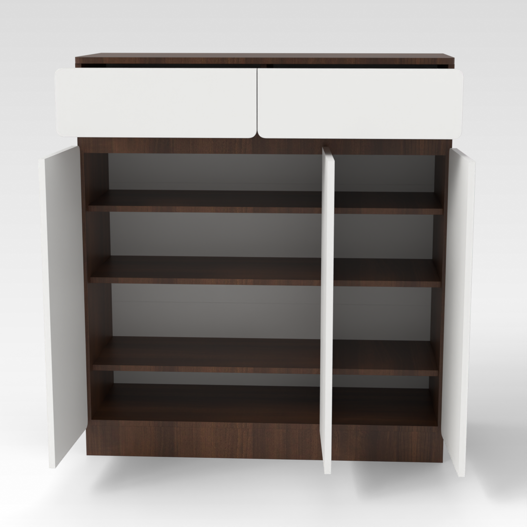 Prairie Oak & Warm White Shoe Cabinet