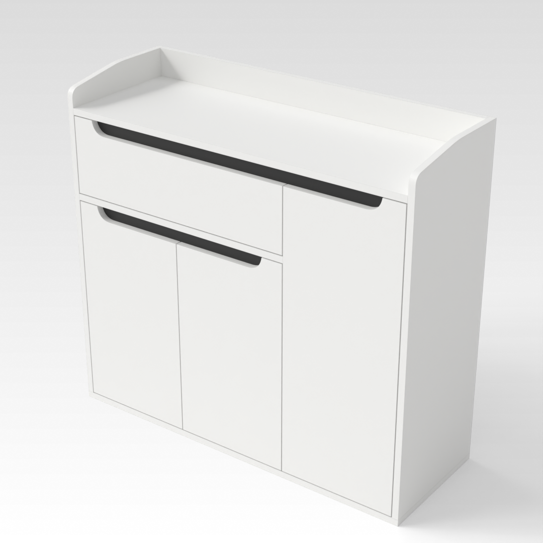 Warm White & Black Shoe Cabinet