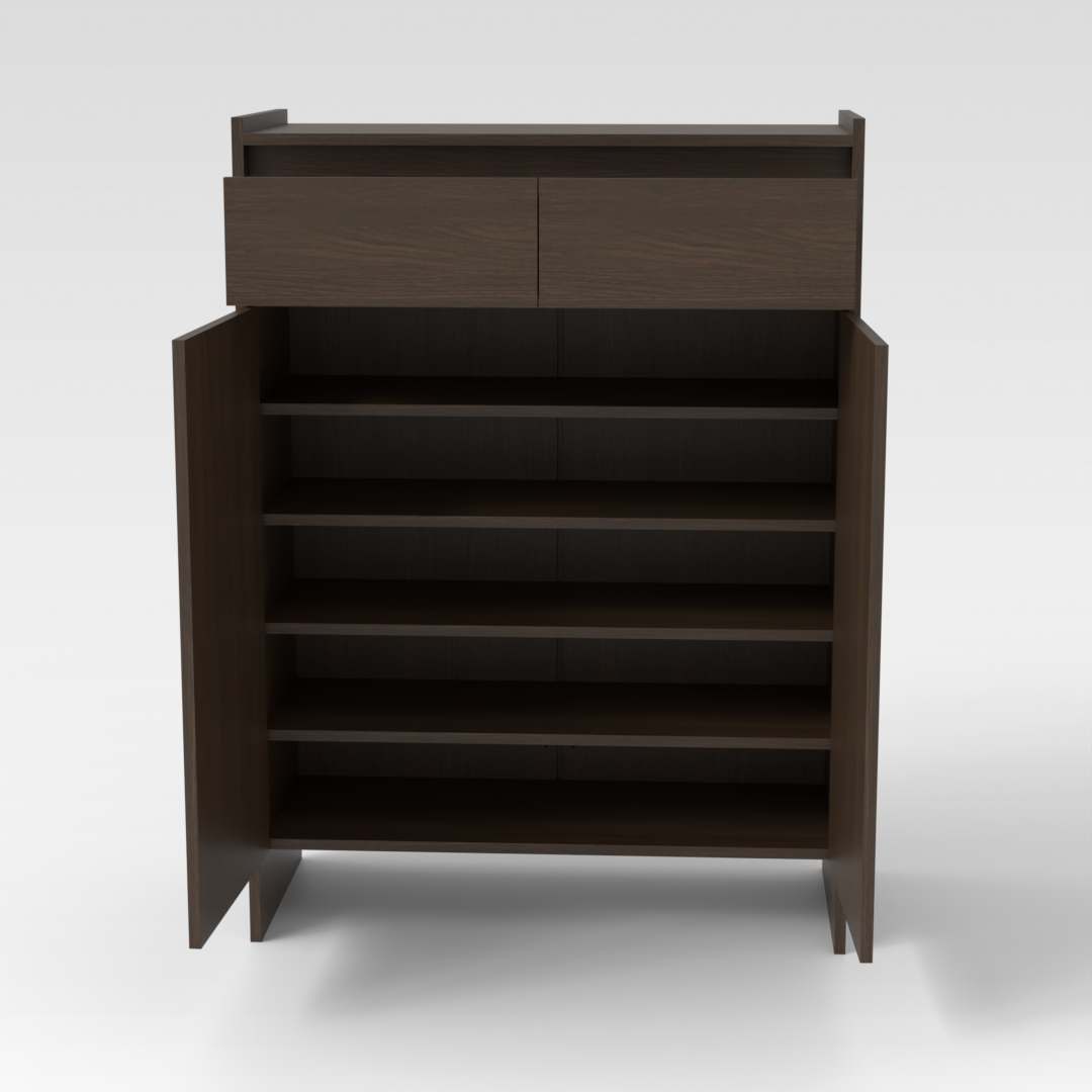 Amber Walnut Shoe Cabinet