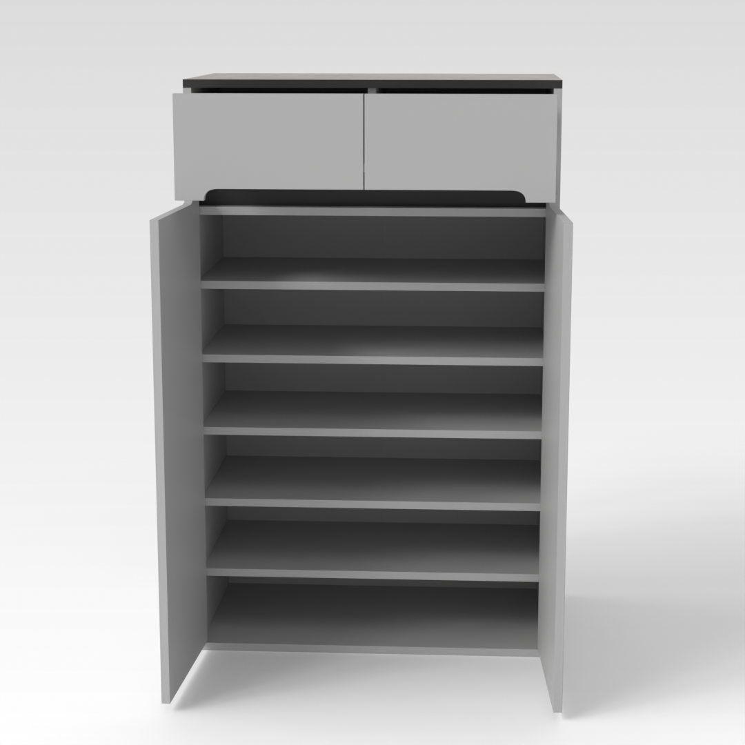 Light Gray & Brown Stone-Grain Top Shoe Cabinet