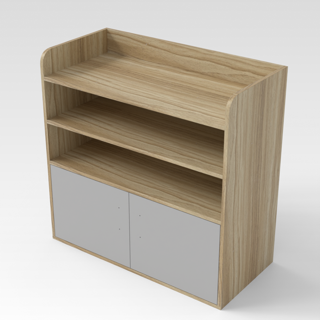 Country Oak & Light Gray Bookshelf