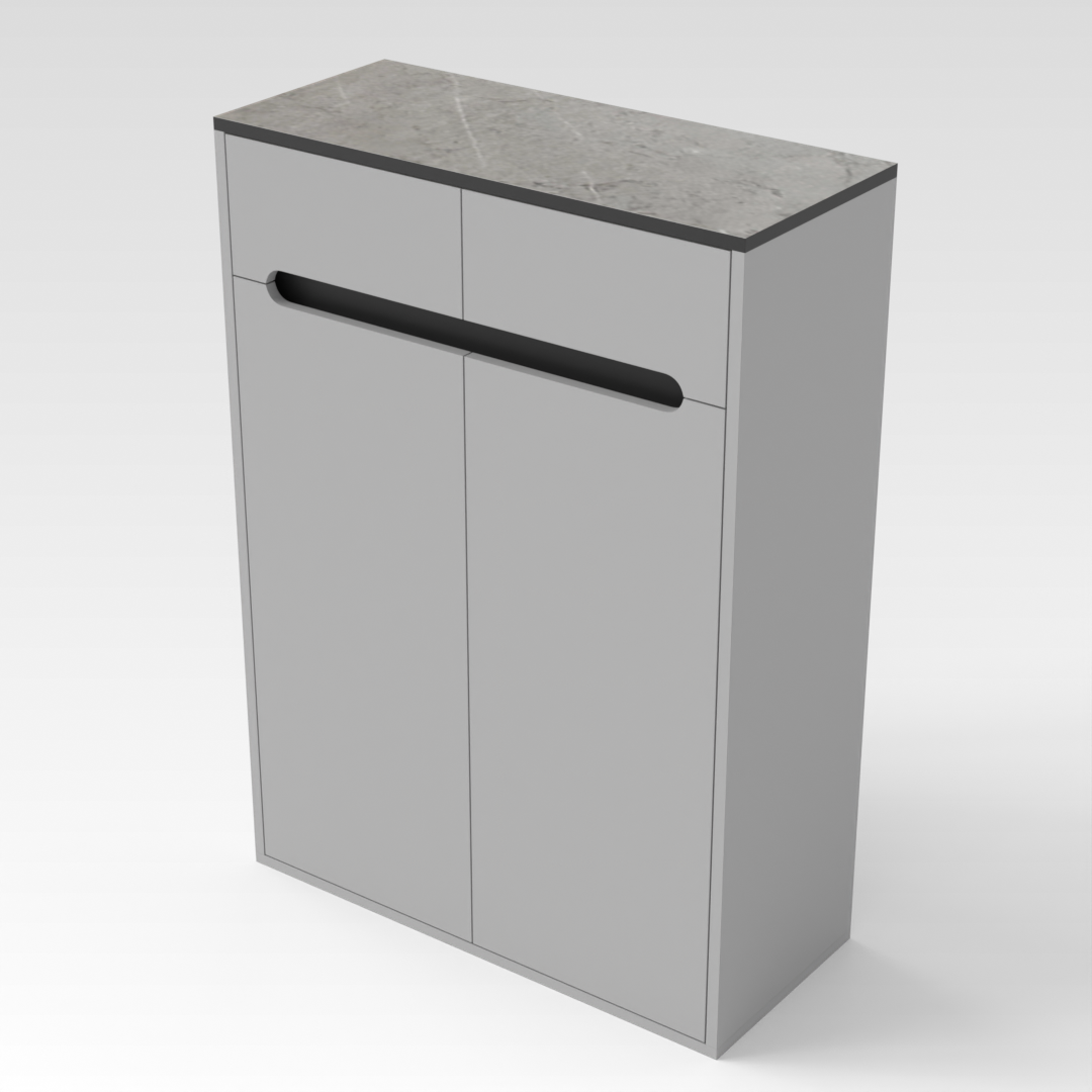 Light Gray & Brown Stone Shoe Cabinet