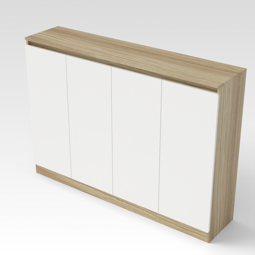 Country Oak & Warm White Shoe Cabinet