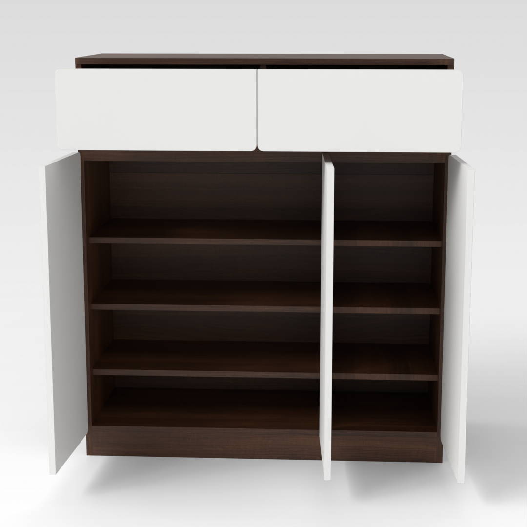 Prairie Oak & Warm White Shoe Cabinet