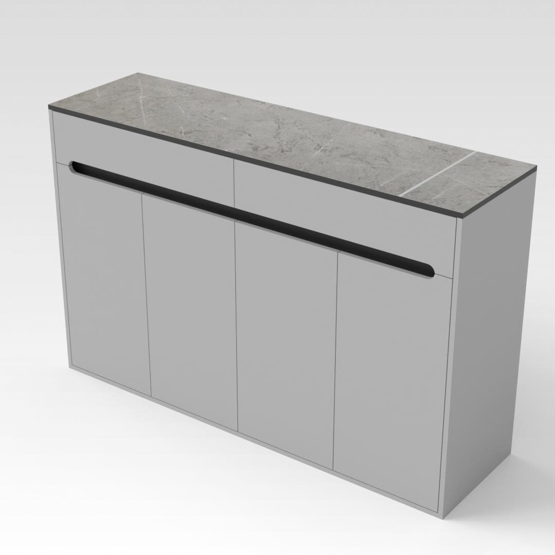 Light Gray & Brown Stone-Grain Top Shoe Cabinet