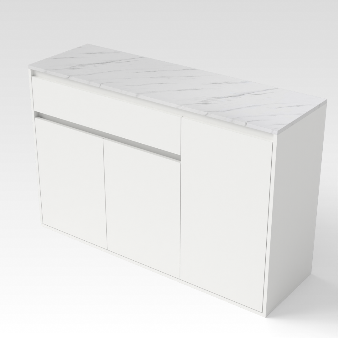 Warm White & White Marble Shoe Cabinet
