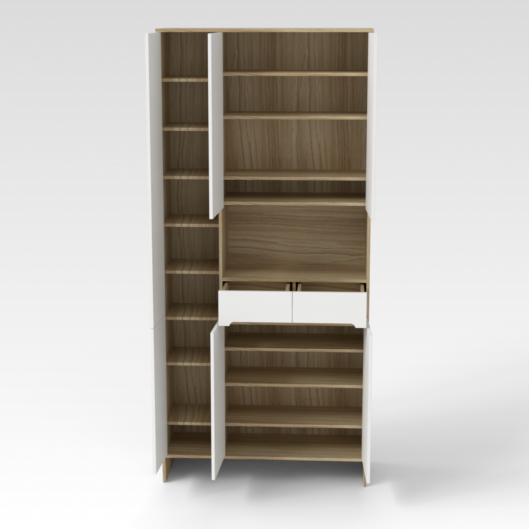 Country Oak & Warm White Shoe Cabinet