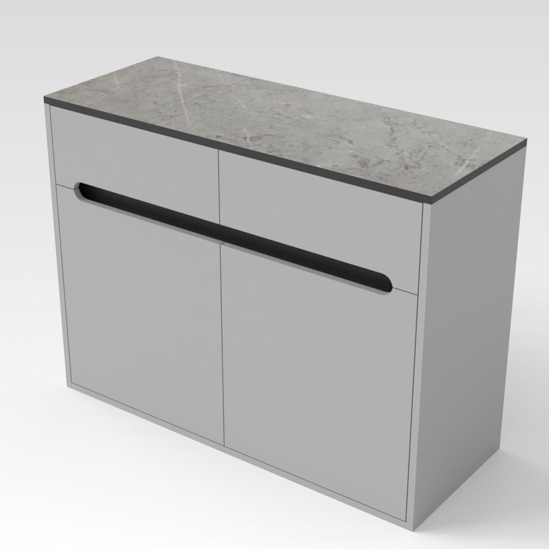 Light Gray & Brown Stone-Grain Top Shoe Cabinet