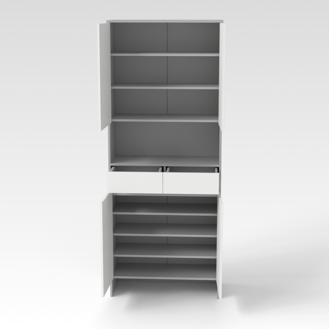 Light Gray & Warm White Shoe Cabinet