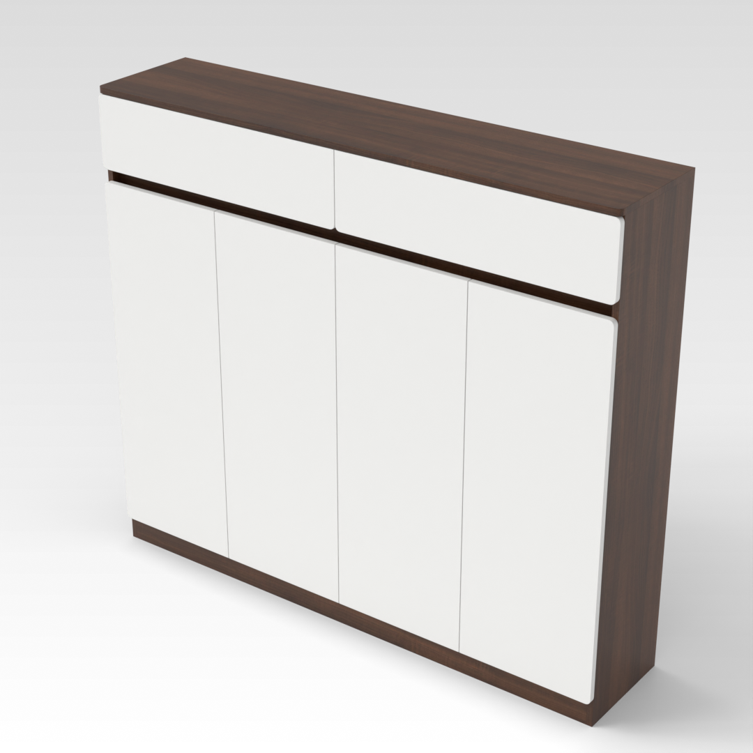 Prairie Oak & Warm White Shoe Cabinet