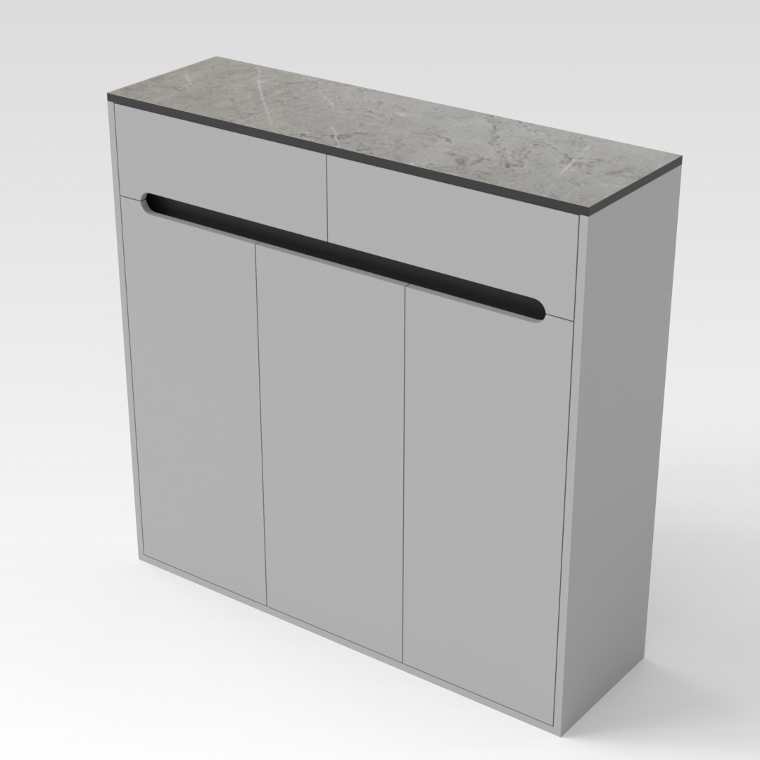 Light Gray & Brown Stone-Grain Top Shoe Cabinet