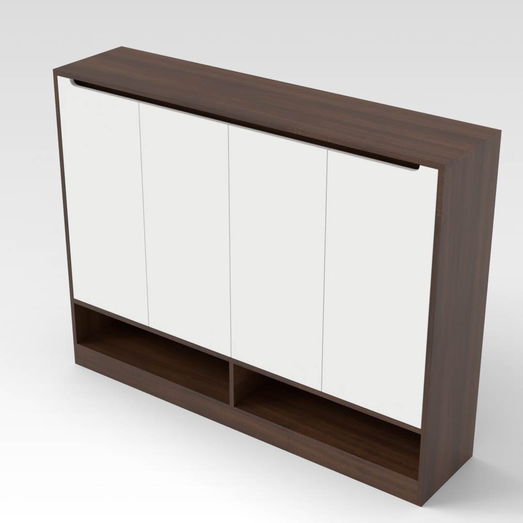 Prairie Oak & Warm White Shoe Cabinet