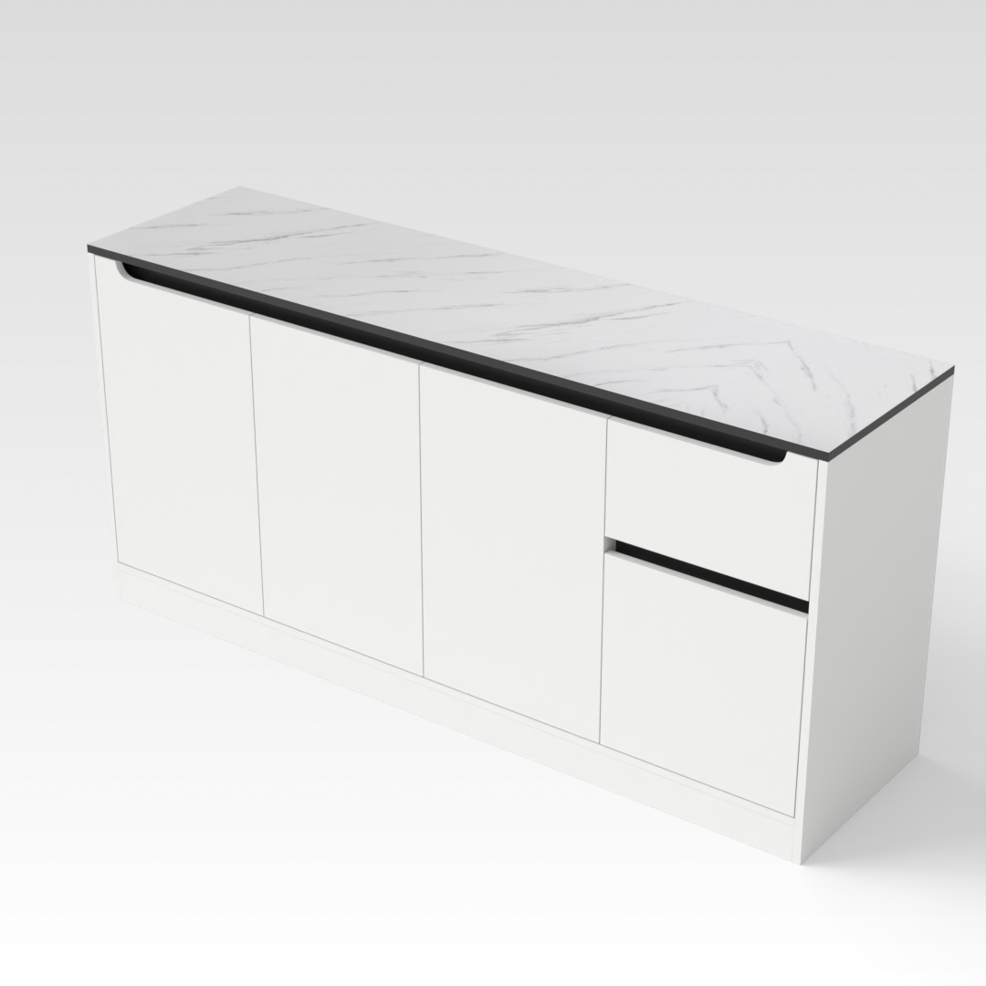 Warm White & White Marble-Grain Top Shoe Cabinet