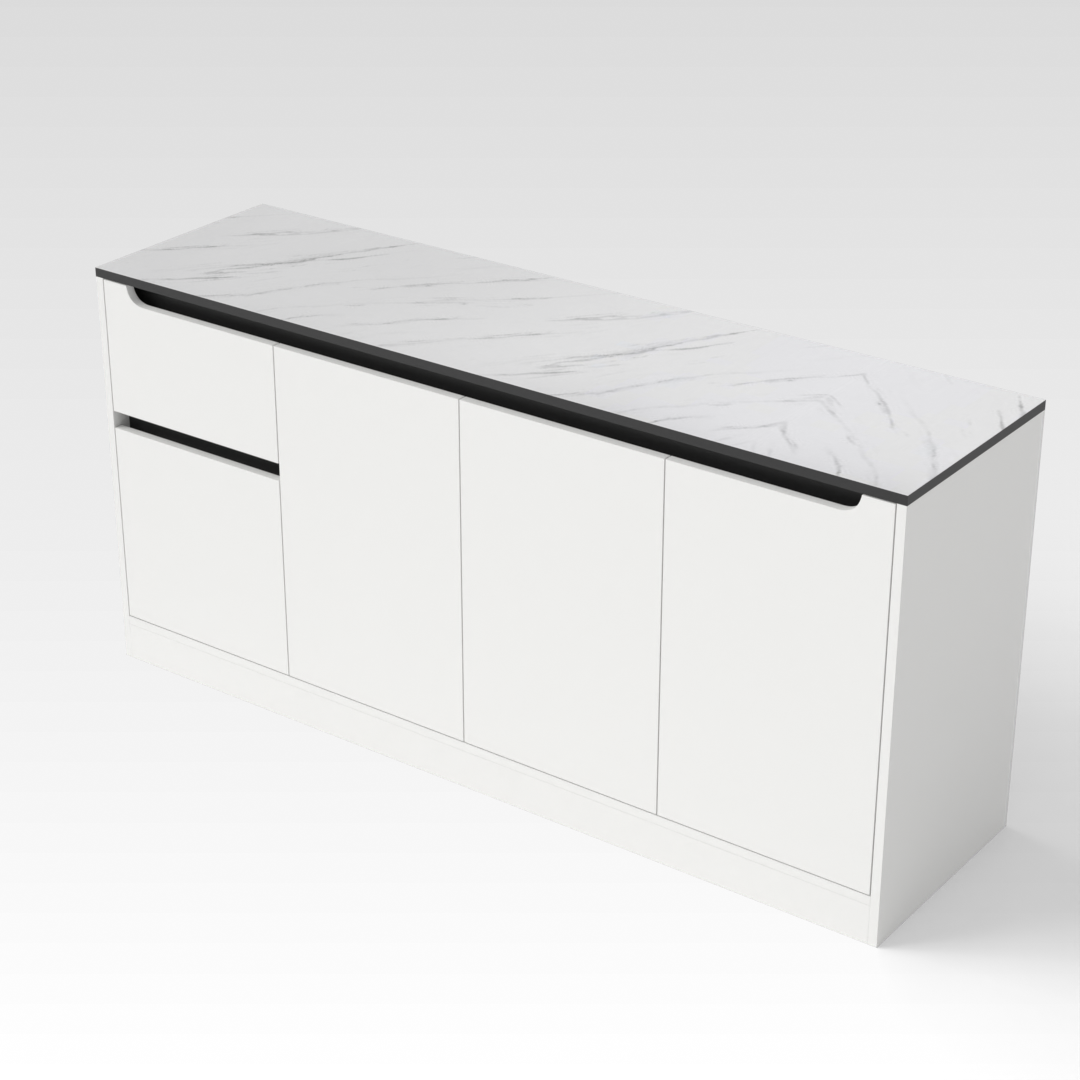 Warm White & White Marble-Grain Top Shoe Cabinet