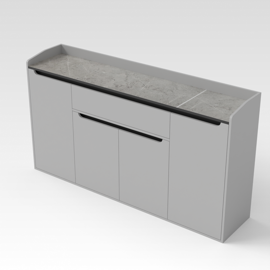 Light Gray & Brown Stone-Grain Top Shoe Cabinet