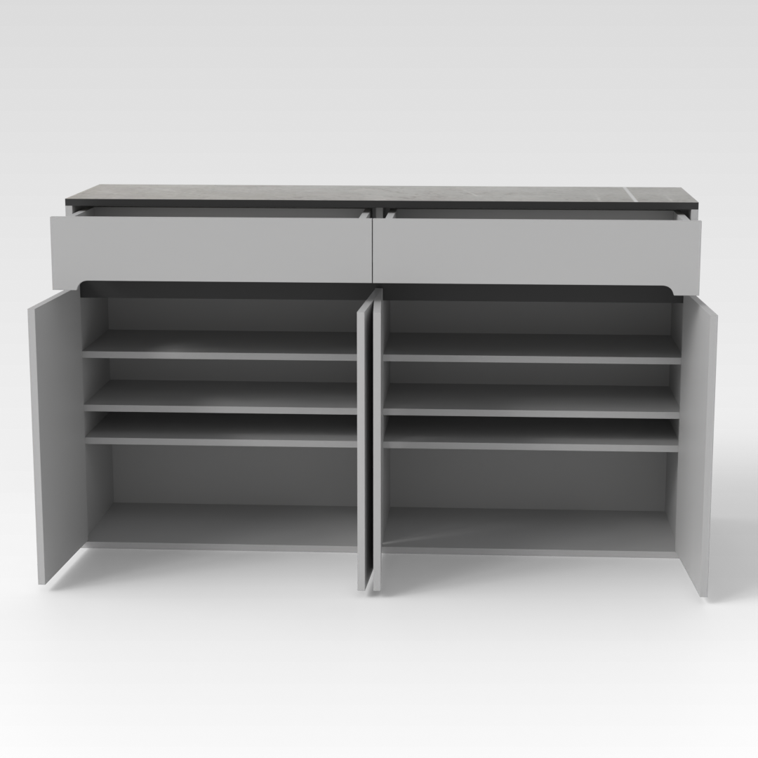 Light Gray & Black Shoe Cabinet