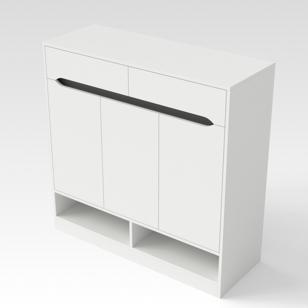 Warm White & Sky Gray Shoe Cabinet